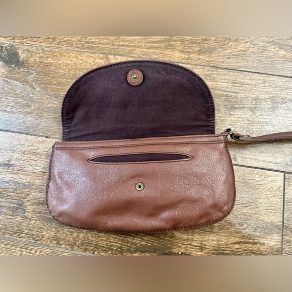 Vintage Lucky Brand Brown Leather Clutch Bag, Y2K Clutch - Picture 2 of 12